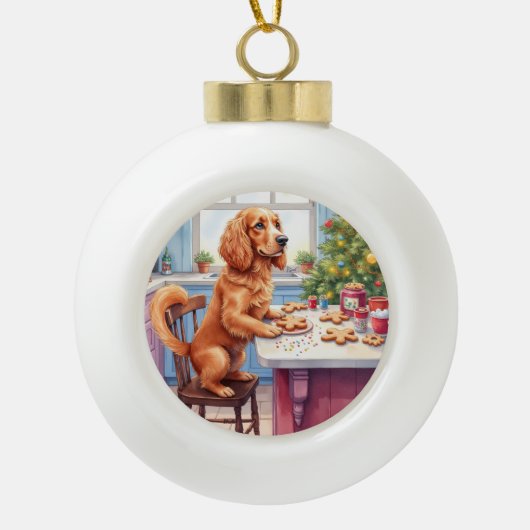 Cute Cocker Spaniel Gingerbread Baking Christmas Keramische Bal Ornament (Voorkant)