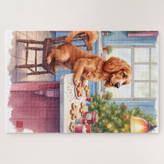Cute Cocker Spaniel Gingerbread Baking Christmas Legpuzzel (Horizontaal)