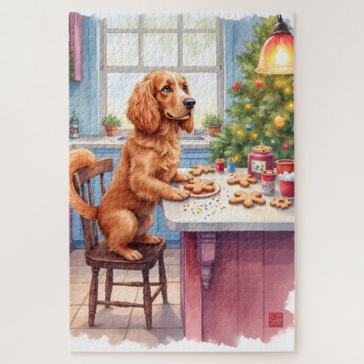 Cute Cocker Spaniel Gingerbread Baking Christmas Legpuzzel (Verticaal)