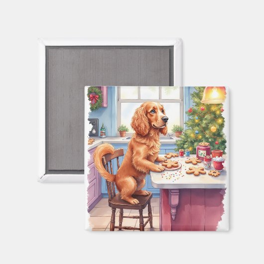 Cute Cocker Spaniel Gingerbread Baking Christmas Magneet (Voorkant / Achterkant)