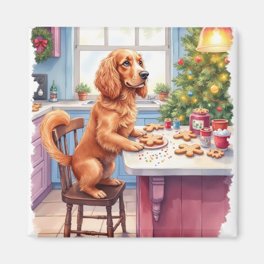 Cute Cocker Spaniel Gingerbread Baking Christmas Magneet (Voorkant)