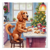 Cute Cocker Spaniel Gingerbread Baking Christmas Perfect Poster (Voorkant)