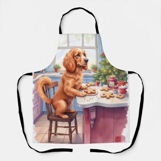 Cute Cocker Spaniel Gingerbread Baking Christmas Schort (Voorkant)