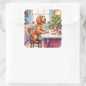 Cute Cocker Spaniel Gingerbread Baking Christmas Vierkante Sticker (Tas)