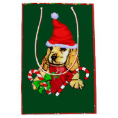 Cute Cocker Spaniel Kerstmis Medium Cadeauzakje (Voorkant)