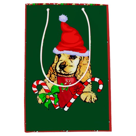 Cute Cocker Spaniel Kerstmis Medium Cadeauzakje (Voorkant)