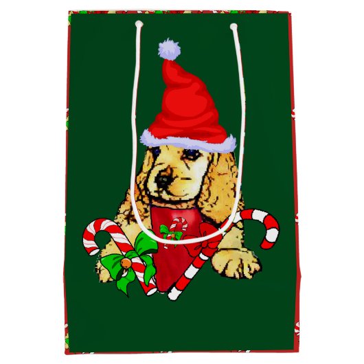 Cute Cocker Spaniel Kerstmis Medium Cadeauzakje (Achterkant)