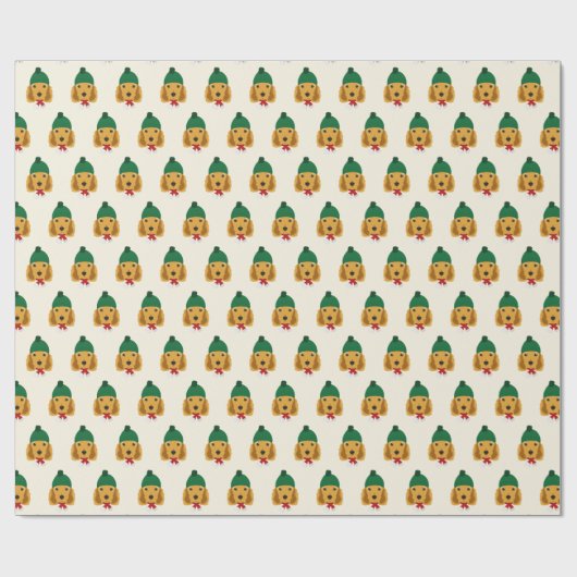 Cute Cocker Spaniel met een Pet Pattern kerst Cadeaupapier (Vlak)