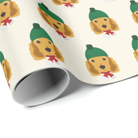 Cute Cocker Spaniel met een Pet Pattern kerst Cadeaupapier (Rol Hoek)
