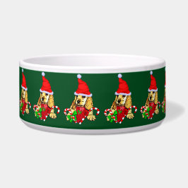 Cute Cocker Spaniel Puppy Kerstmis Voerbakje