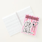 Cute Cocker Spaniel Puppy Pink Striped Notebook Notitieboek (Binnen)