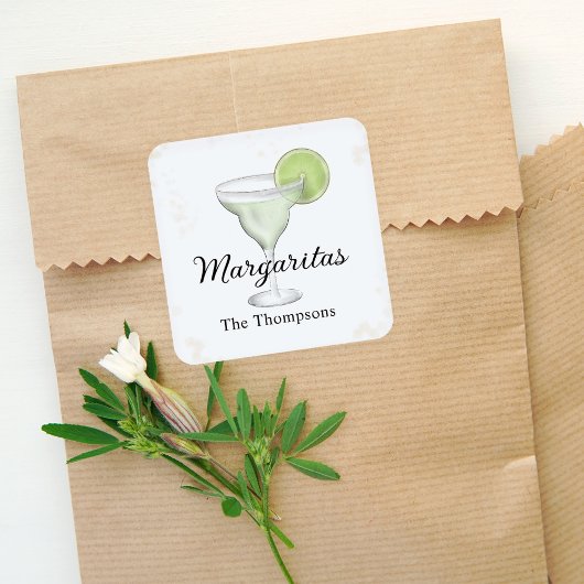 Cute Cocktail Party Custom Watercolor Vierkante Sticker