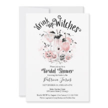 Cute Cocktails Halloween Bridal Shower Invitations