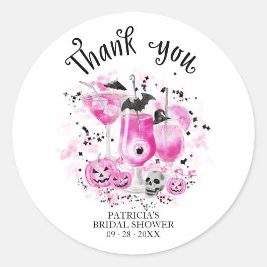 Cute Cocktails Halloween Vrijgezellenfeest Classic Ronde Sticker (Voorkant)