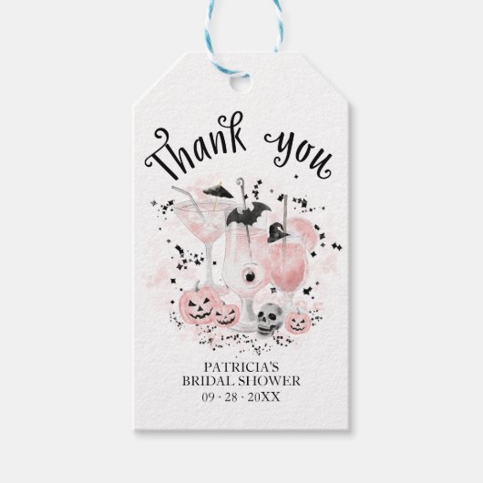 Cute Cocktails Halloween Vrijgezellenfeest Dank je Cadeaulabel (Voorkant)