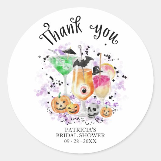 Cute Cocktails Halloween Vrijgezellenfeest Ronde Sticker (Voorkant)