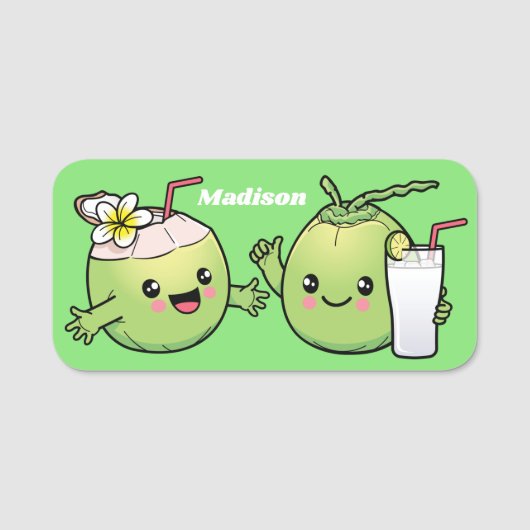 Cute Coconuts, aangepaste naam tag (Voorkant)