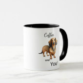 Cute Coffee And Dachshund Brown Personalize Mok (Voorkant rechts)