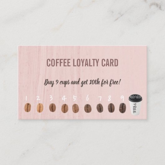 Cute Coffee Bans roze koffie Loyalty Kaarten (Voorkant)