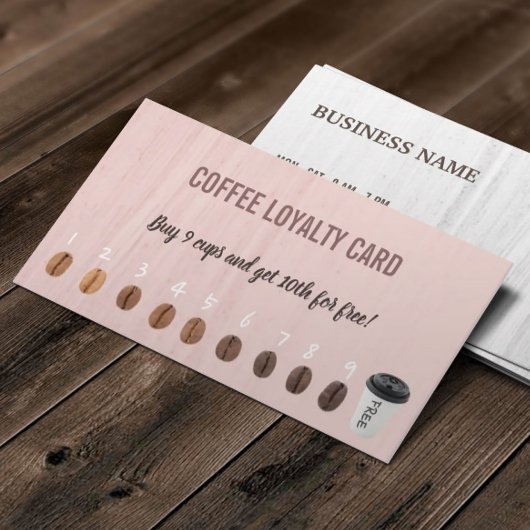 Cute Coffee Bans roze koffie Loyalty Kaarten