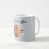 Cute Coffee Bean But First Coffee Koffiemok (Voorkant rechts)