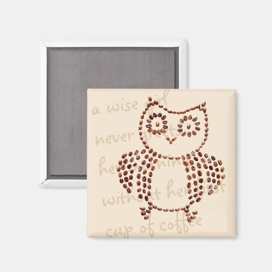 Cute Coffee Bean Owl Bird Magneet (Voorkant / Achterkant)