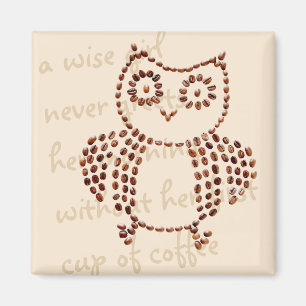 Cute Coffee Bean Owl Bird Magneet