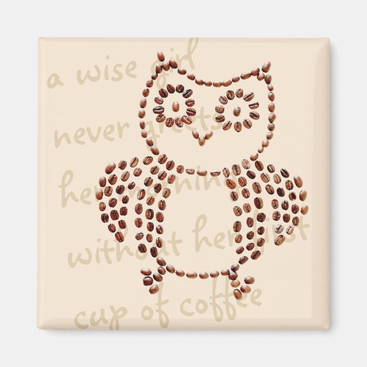 Cute Coffee Bean Owl Bird Magneet (Voorkant)