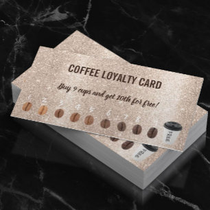 Cute Coffee Beans Gold Glitter Coffee Loyalty