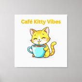 **Cute Coffee Cat – Adorable Cat Drinking Coffee I Canvas Afdruk (Voorkant)