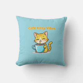 **Cute Coffee Cat – Adorable Cat Drinking Coffee I Kussen