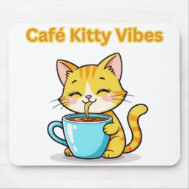 **Cute Coffee Cat – Adorable Cat Drinking Coffee I Muismat