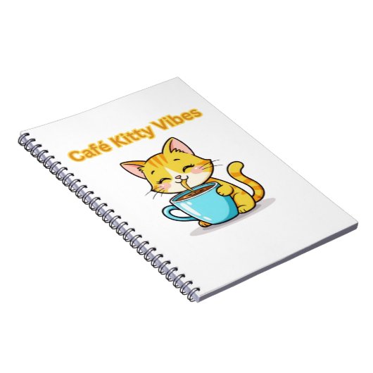 **Cute Coffee Cat – Adorable Cat Drinking Coffee I Notitieboek (Rechterzijde)