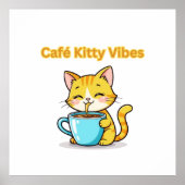**Cute Coffee Cat – Adorable Cat Drinking Coffee I Poster (Voorkant)