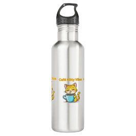 **Cute Coffee Cat – Adorable Cat Drinking Coffee I Waterfles