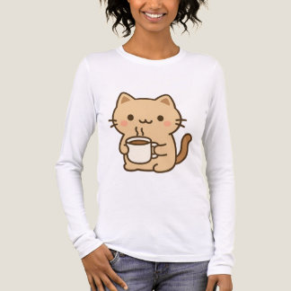 Cute Coffee Cat Kawaii Cozy Aesthetic Design Tri-Blend Shirt