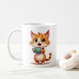Cute Coffee Cat Mug – Double-Sided Cartoon Design  Koffiemok