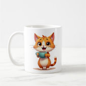Cute Coffee Cat Mug – Double-Sided Cartoon Design  Koffiemok (Links)