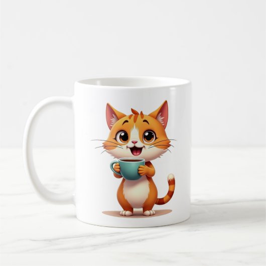 Cute Coffee Cat Mug – Double-Sided Cartoon Design  Koffiemok (Links)