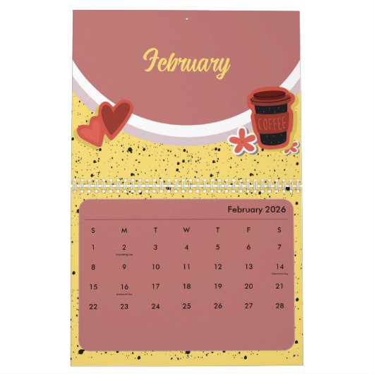 Cute Coffee Cup 2026 Calendar Kalender (Feb 2026)