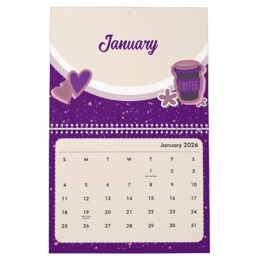 Cute Coffee Cup 2026 Calendar Kalender (Jan 2026)