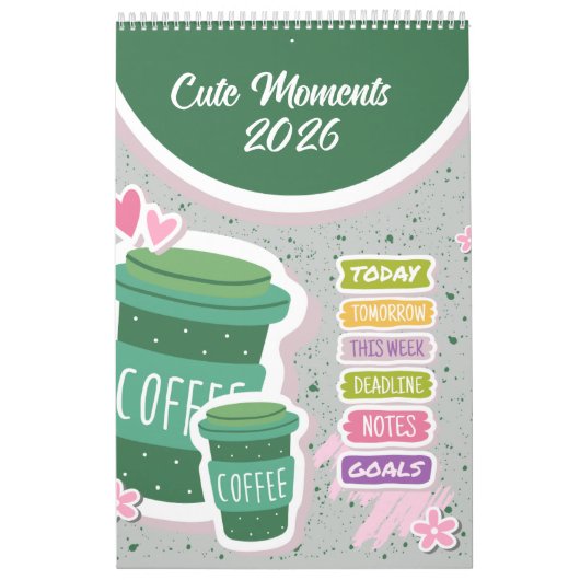 Cute Coffee Cup 2026 Calendar Kalender (Hoes)