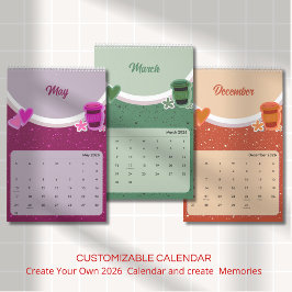 Cute Coffee Cup 2026 Calendar Kalender