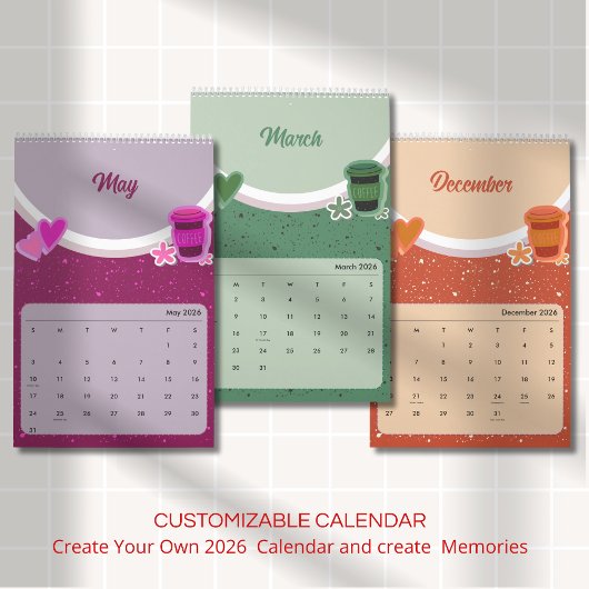 Cute Coffee Cup 2026 Calendar Kalender