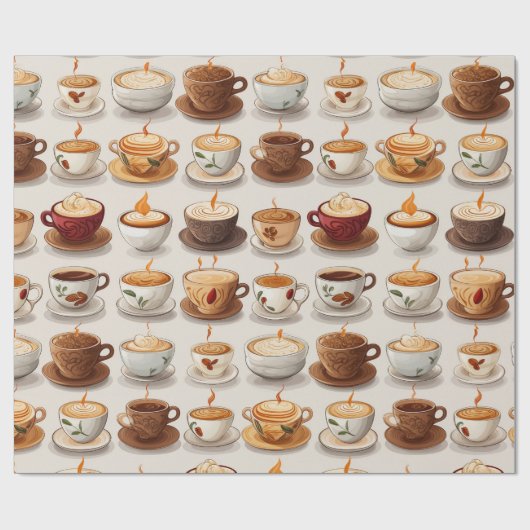 Cute Coffee Cup Cadeaupapier (Vlak)