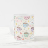 Cute Coffee Cups Patroon Kawaii Mok (Voorkant links)