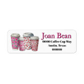 Cute Coffee Cups with Hearts in Pink and Red Etiket (Voorkant)
