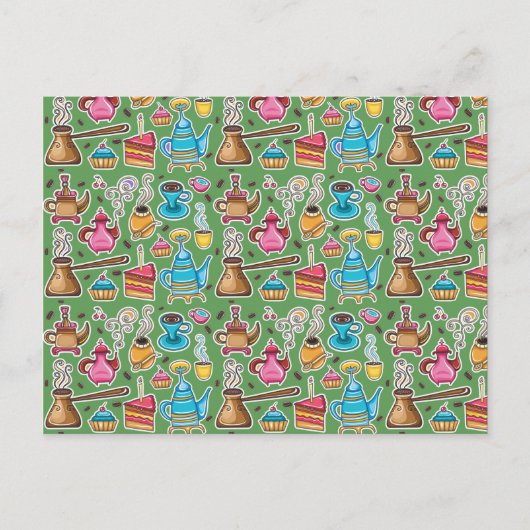 Cute Coffee en Cakes Design Briefkaart (Voorkant)