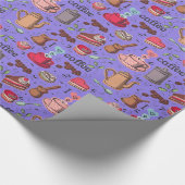 Cute Coffee en Cakes Design Cadeaupapier (Hoek)