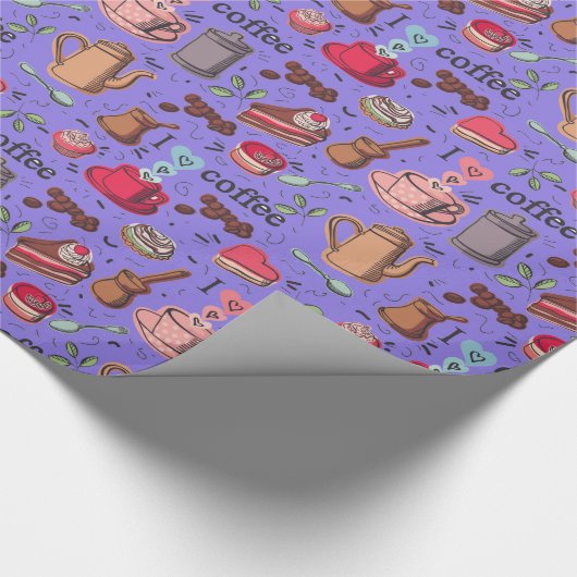 Cute Coffee en Cakes Design Cadeaupapier (Hoek)